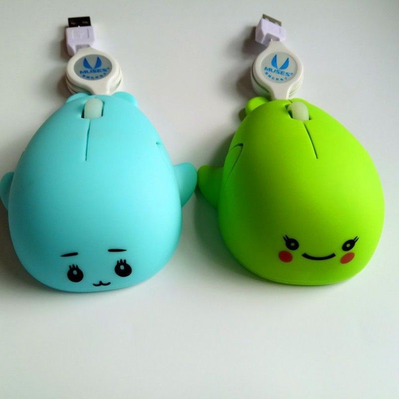 The manufacturer directly provides Mini silent dolphin expansion line mouse gift mouse cartoon female notebook cable mouse
