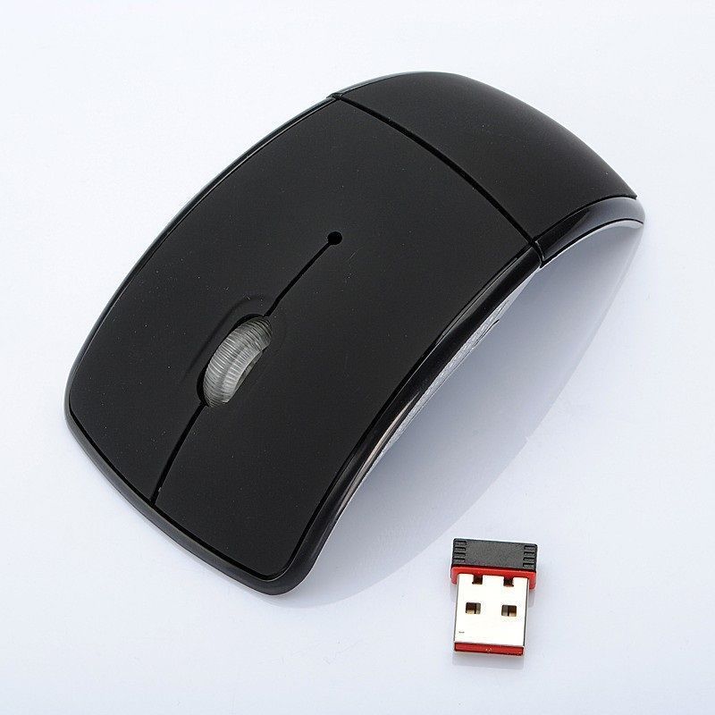Popular wireless optical mouse 2.4G folding mouse creative folding switch feature Arc Mouse
