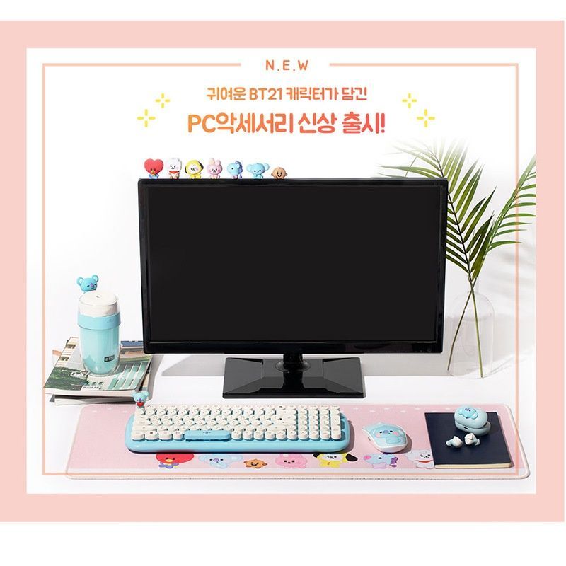 Bt21 bulletproof Youth League big mouse pad female desk pad lovely pink thickened super large office desktop cartoon waterproof
