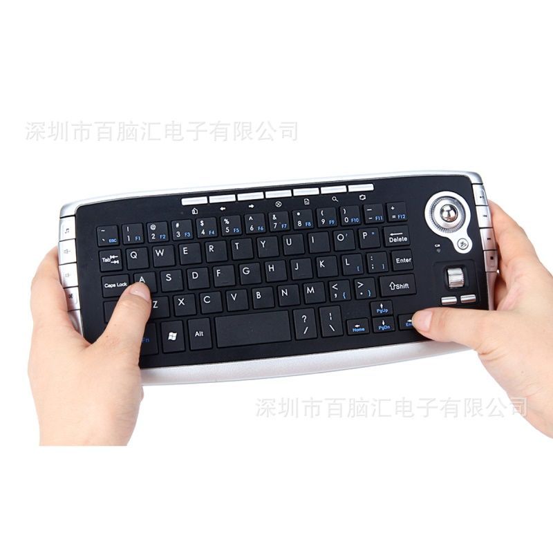 Factory direct wireless trackball keyboard Mini 2.4G wireless keyboard and mouse in one multimedia mouse keyboard set
