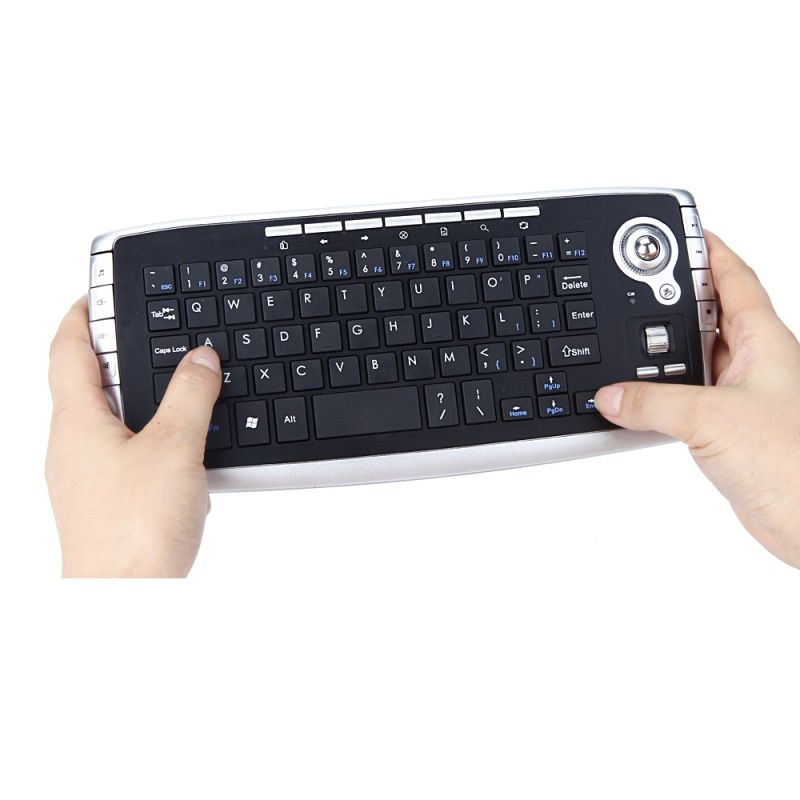 Factory direct wireless trackball keyboard Mini 2.4G wireless keyboard and mouse in one multimedia mouse keyboard set
