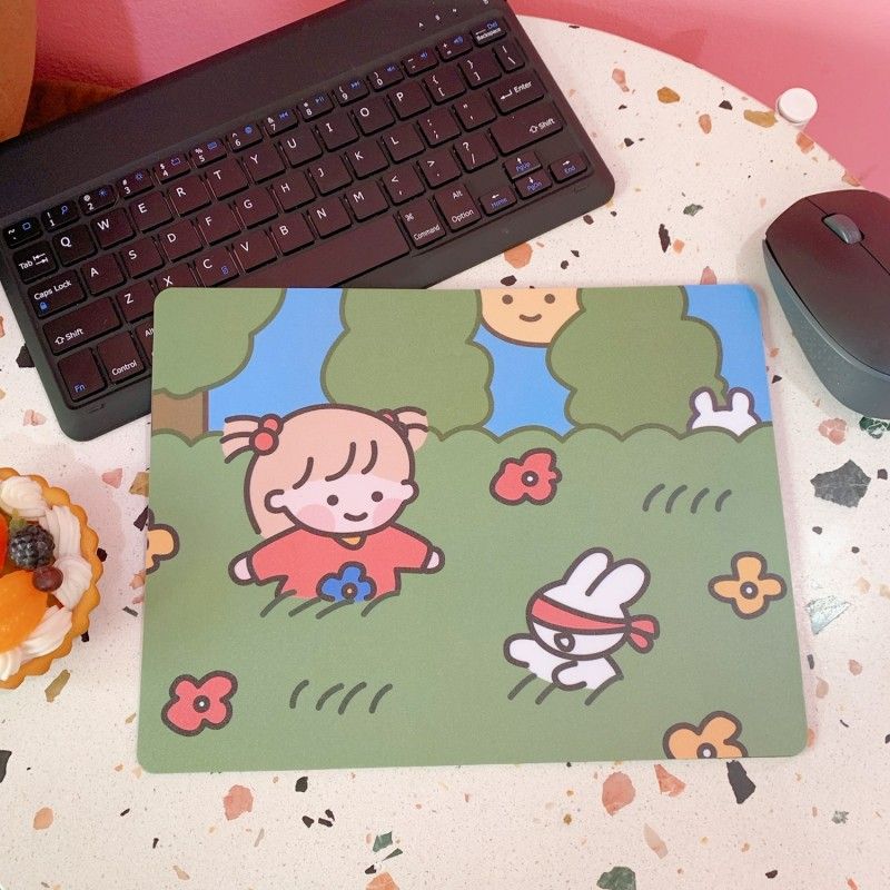 South Korea ins wind creative cartoon girl anti slip waterproof girl heart notebook cute office computer mouse pad 