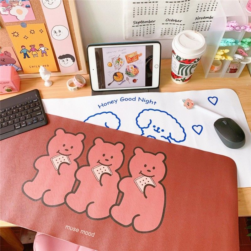 Girl heart table mat cute little white dog smiling face girl heart table mat mouse pad clay non stick hand table mat student 