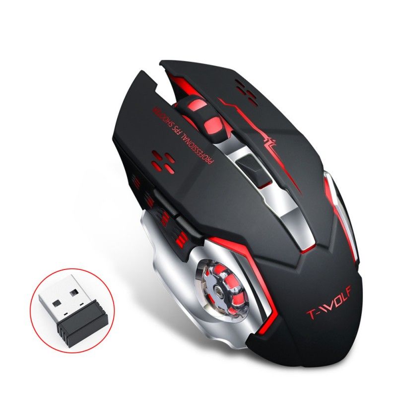 Amazon's hot selling thunder wolf q13 wireless mouse rechargeable colorful game mouse desktop notebook general 
