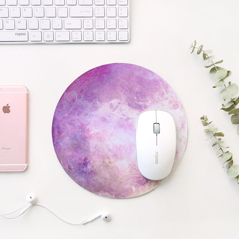 Personality dream planet mouse pad soft rubber pad small fresh student anti slip round notebook pad 