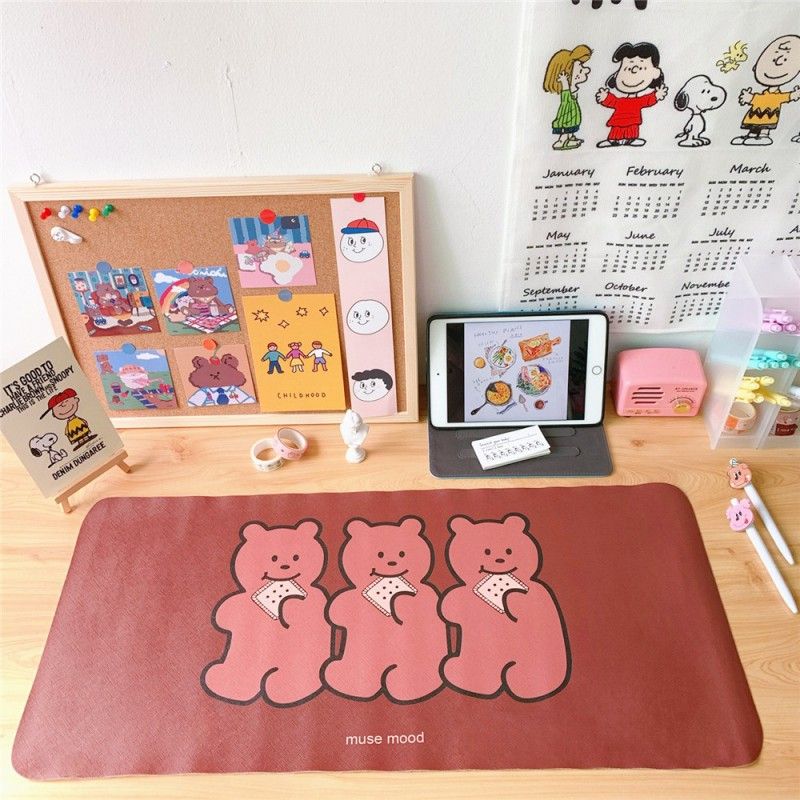 Girl heart table mat cute little white dog smiling face girl heart table mat mouse pad clay non stick hand table mat student 