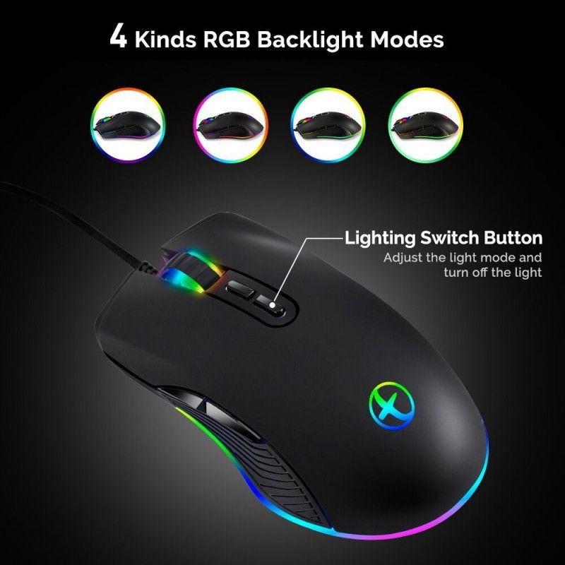 Mouse USB cable type-C photoelectric mouse RGB dazzling light game mouse factory dazzling cross border 