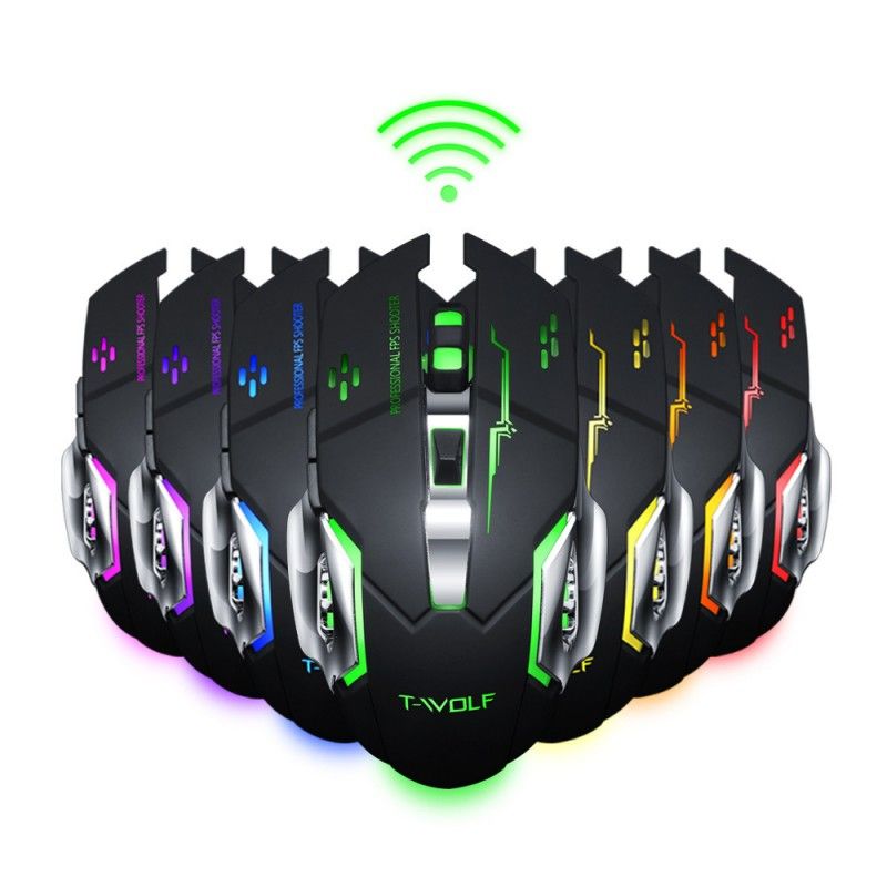 Amazon's hot selling thunder wolf q13 wireless mouse rechargeable colorful game mouse desktop notebook general 