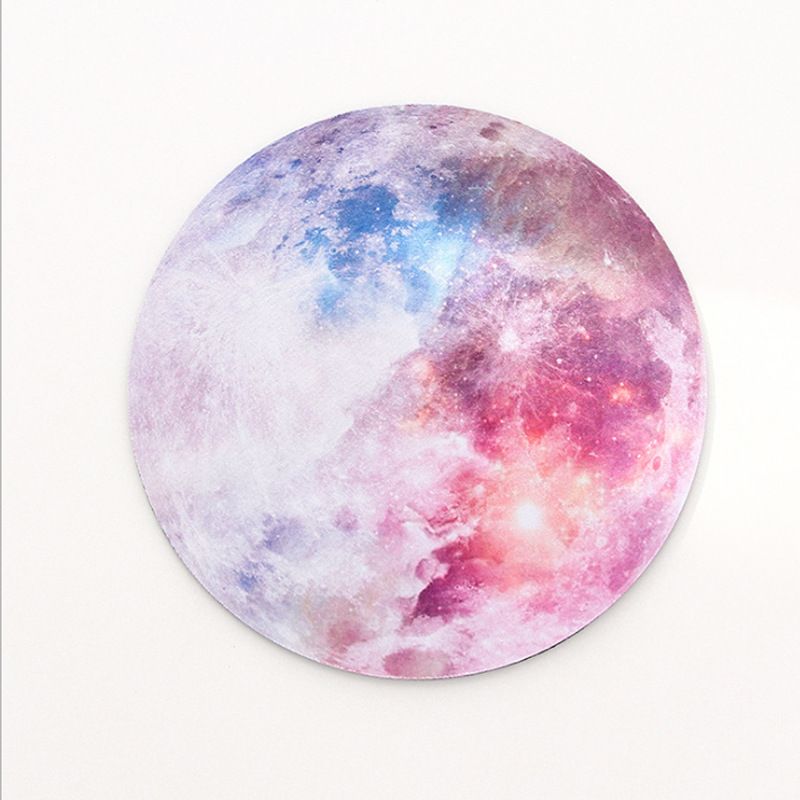 Personality dream planet mouse pad soft rubber pad small fresh student anti slip round notebook pad 