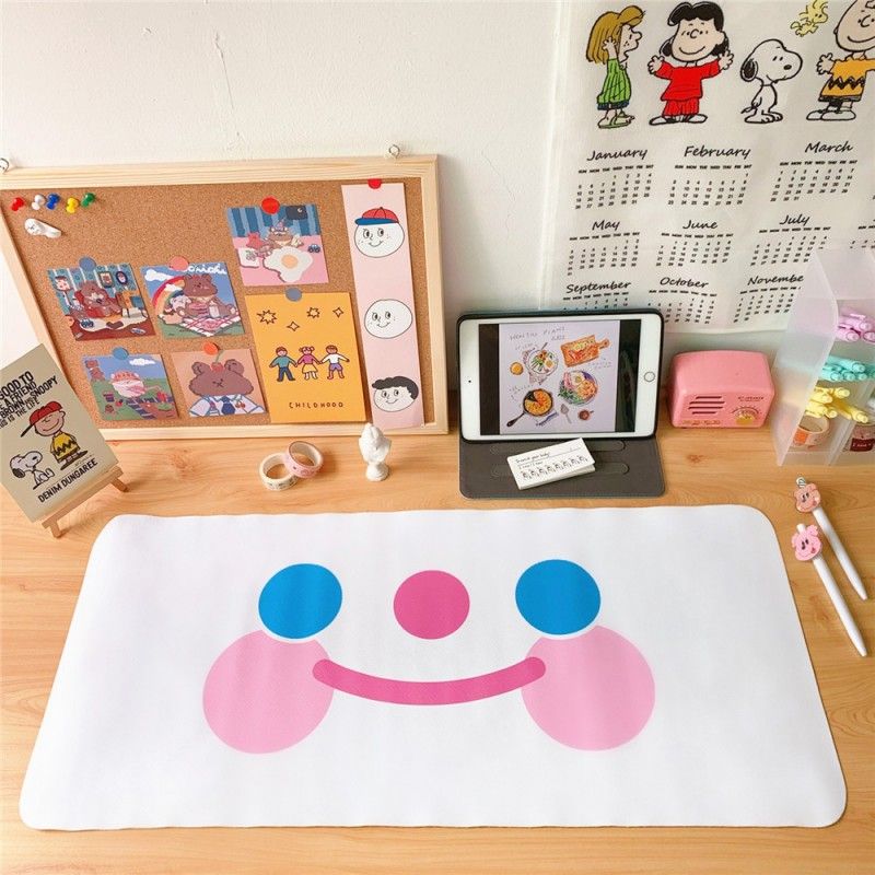 Girl heart table mat cute little white dog smiling face girl heart table mat mouse pad clay non stick hand table mat student 