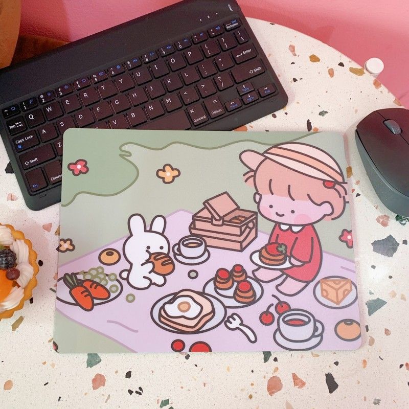 South Korea ins wind creative cartoon girl anti slip waterproof girl heart notebook cute office computer mouse pad 