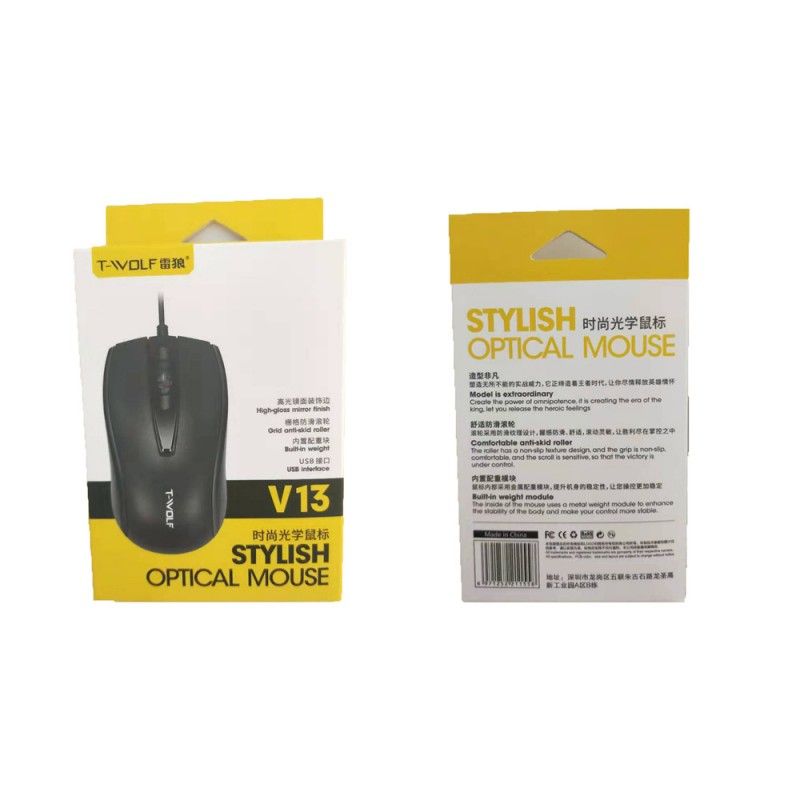 T-wolf new V13 wired mouse USB business office computer accessories for mouse factory 