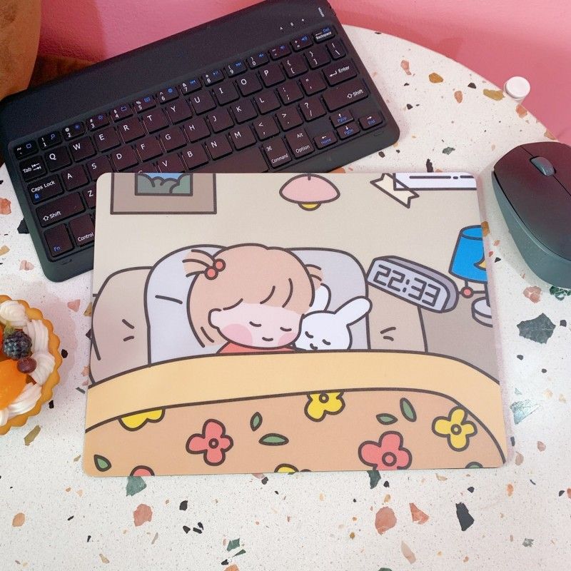 South Korea ins wind creative cartoon girl anti slip waterproof girl heart notebook cute office computer mouse pad 