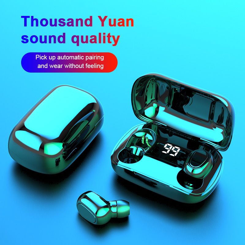 L21pro digital display Bluetooth headset 5.0 with charging bin new display business true stereo running volume pair of ears 