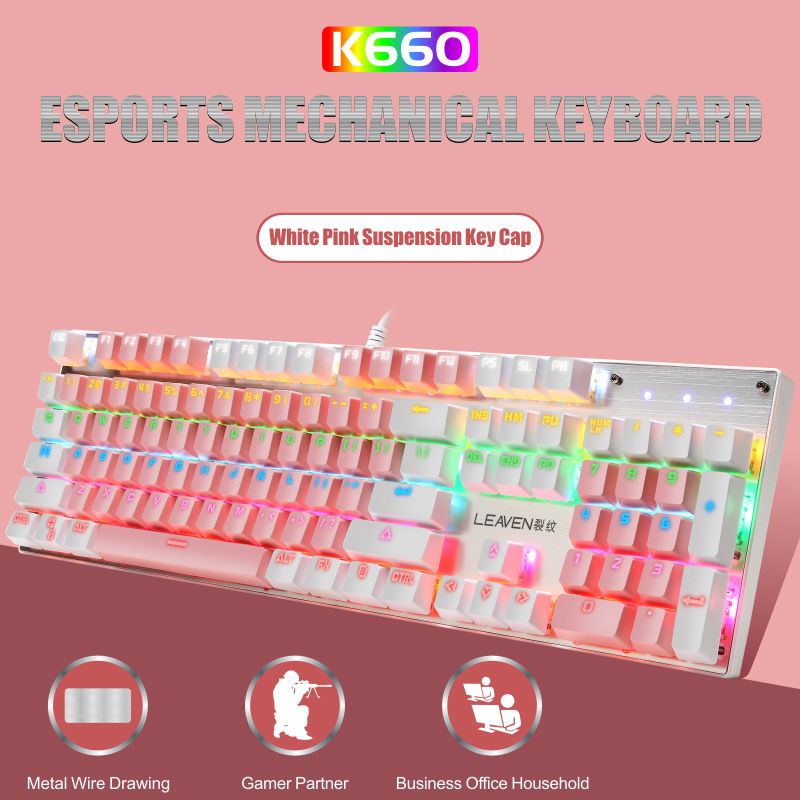 K660 real mechanical Keyboard USB cable game luminous RGB computer green axis mechanical keyboard 