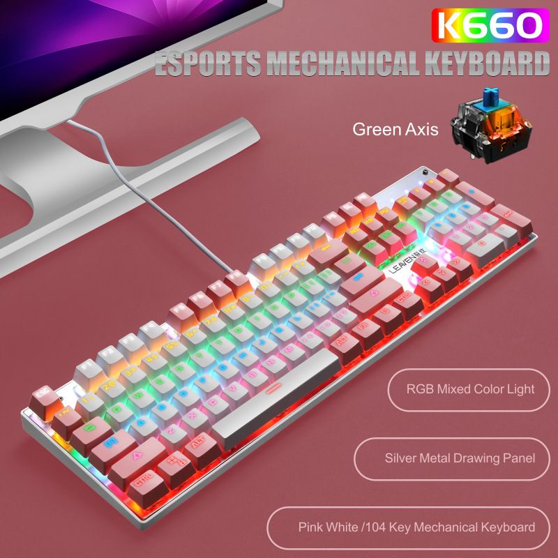 K660 real mechanical Keyboard USB cable game luminous RGB computer green axis mechanical keyboard 
