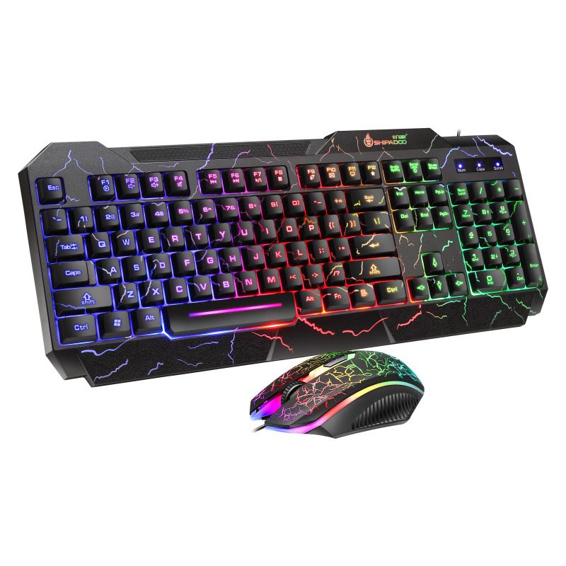 Wired keyboard and mouse set crack character through keyboard 4D mouse luminous game set 