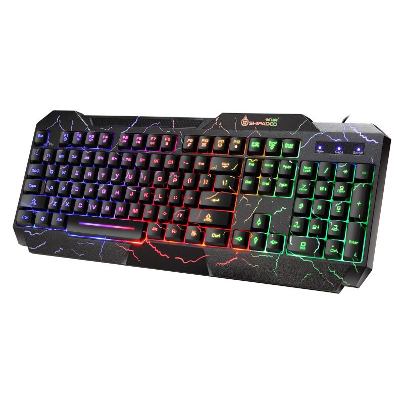 Wired keyboard and mouse set crack character through keyboard 4D mouse luminous game set 