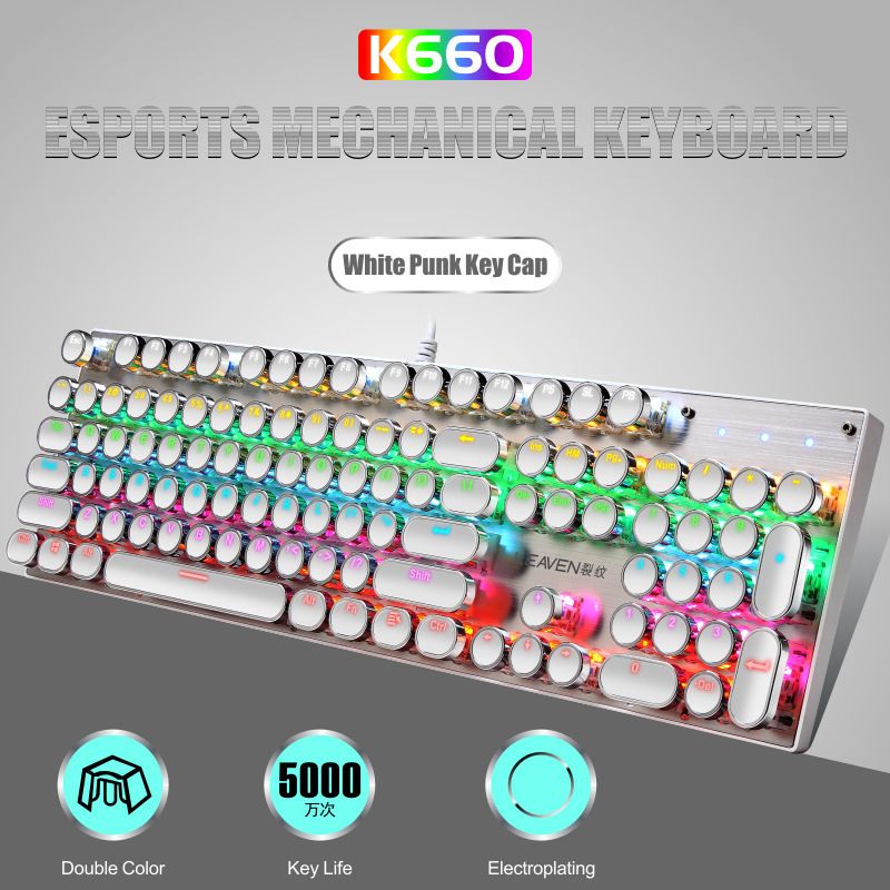 K660 real mechanical Keyboard USB cable game luminous RGB computer green axis mechanical keyboard 