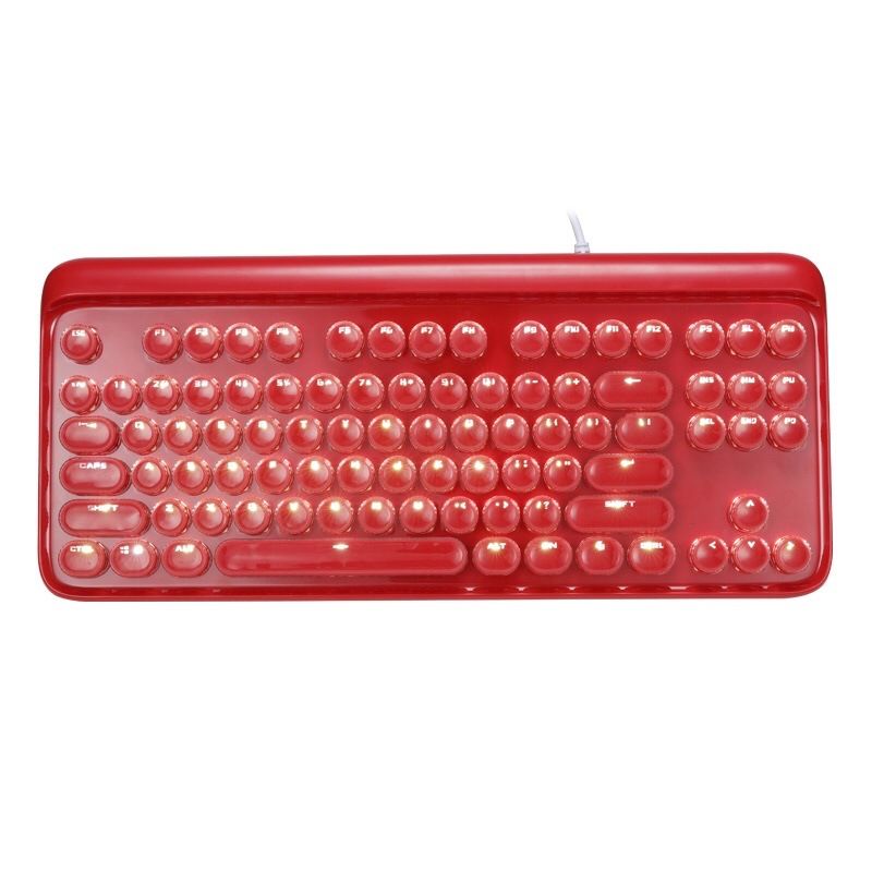 916 wired mechanical keyboard Girl Pink cute round ice crystal two color punk keycap game Office 
