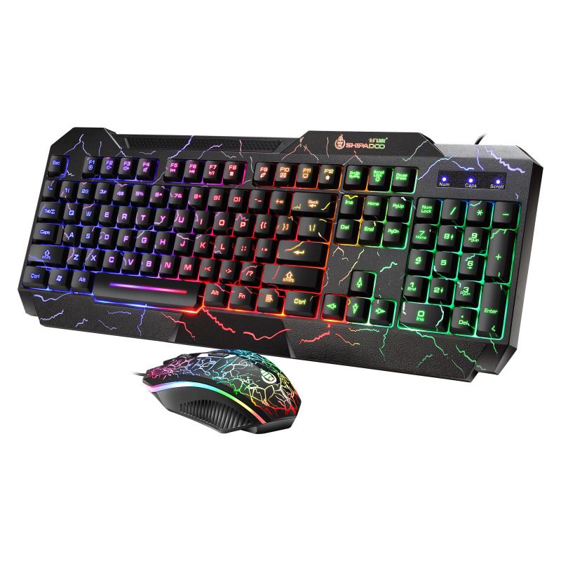 Wired keyboard and mouse set crack character through keyboard 4D mouse luminous game set 