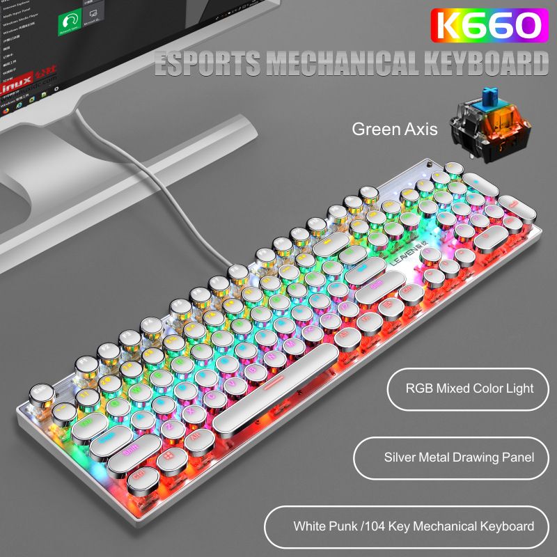 K660 real mechanical Keyboard USB cable game luminous RGB computer green axis mechanical keyboard 