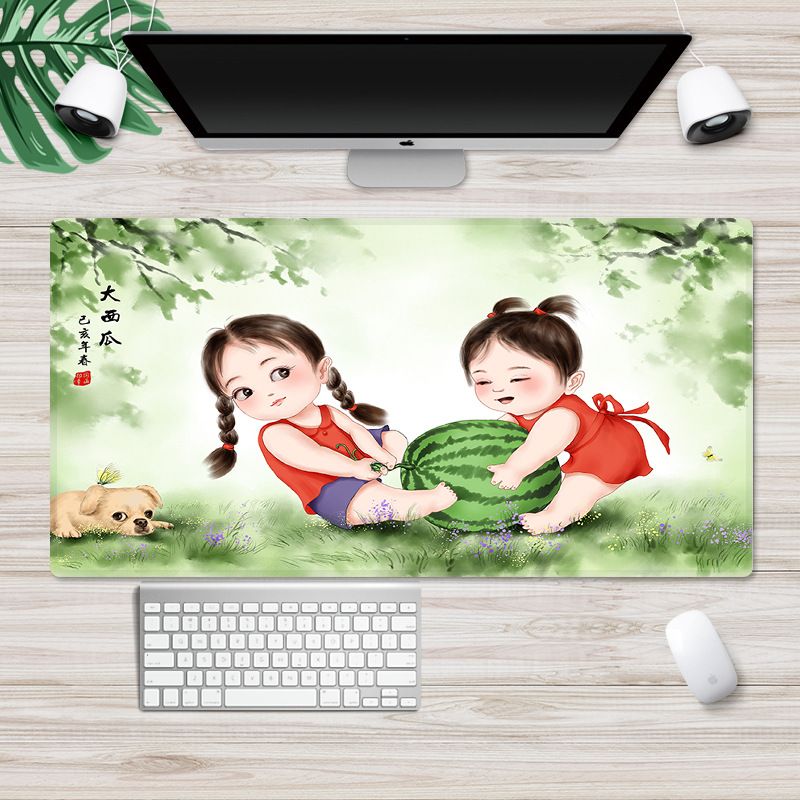 Nordic ins large locking cartoon game mouse pad can be customized computer office thickened non slip table pad 