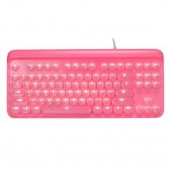 916 wired mechanical keyboard Girl Pink cute round...