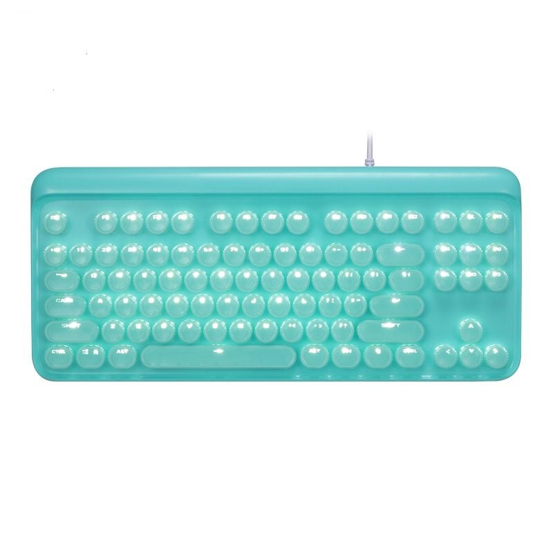 916 wired mechanical keyboard Girl Pink cute round ice crystal two color punk keycap game Office 