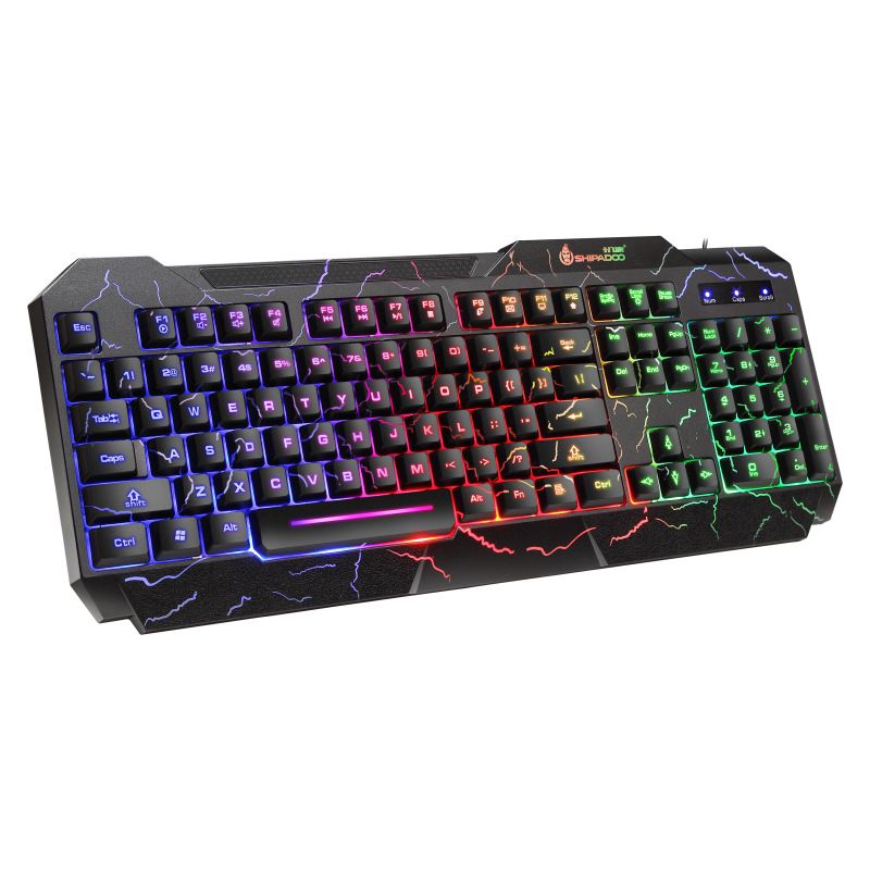 Wired keyboard and mouse set crack character through keyboard 4D mouse luminous game set 