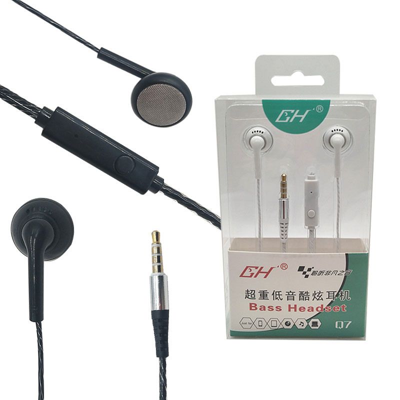 GH new intelligent earphone for mobile phone earphone control by wire Q7 earplug type crystal thread NEW 