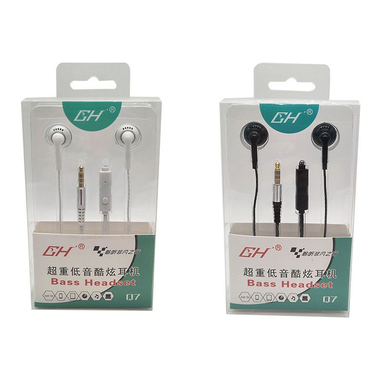 GH new intelligent earphone for mobile phone earphone control by wire Q7 earplug type crystal thread NEW 