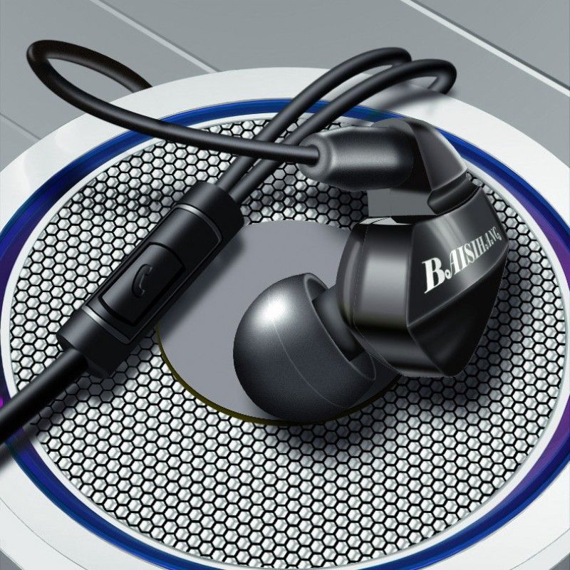 Wholesale hanging ear type subwoofer earphone mobile phone computer game earphone wire control sports earphone earplug 
