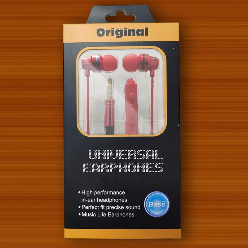 Metal earphone cable in ear subwoofer karaoke is suitable for Android mobile phone universal wire control earplug with microphone 