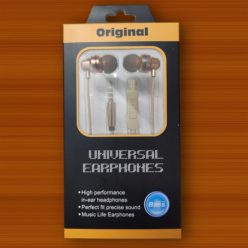 Metal earphone cable in ear subwoofer karaoke is suitable for Android mobile phone universal wire control earplug with microphone 