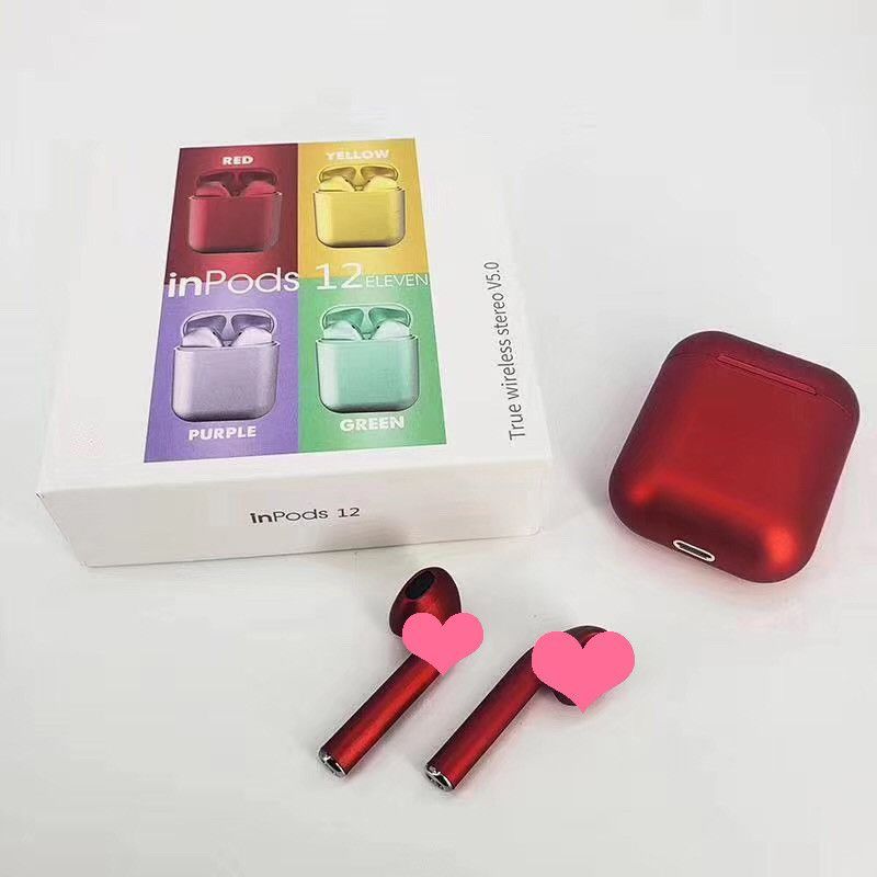 Bluetooth headset metal oil colorful wireless mini sports cross border i12tws 