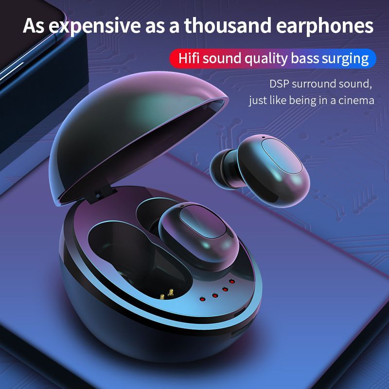 New true wireless binaural 5.0 wireless external charging Bluetooth headset Business Sports in ear Bluetooth headset 