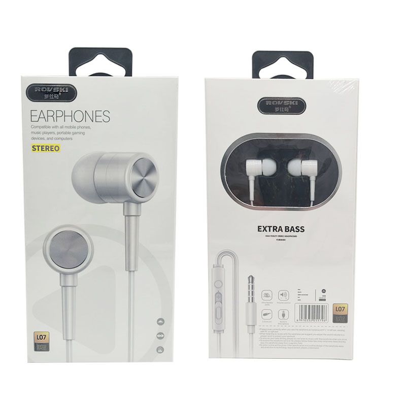 Wholesale new Roche l07 wired in ear remote control 3.5mm tuning call music mobile phone headset 