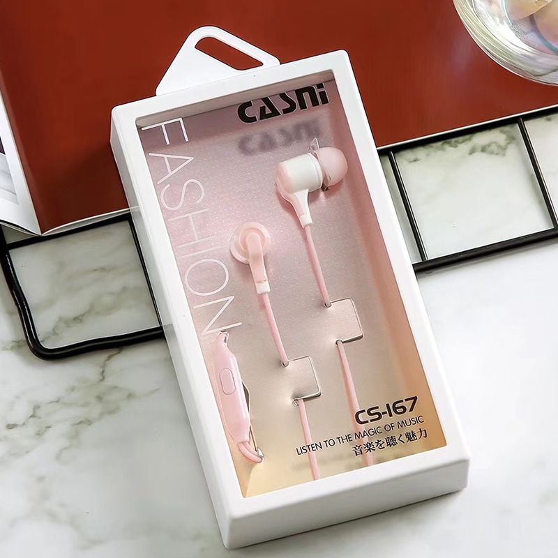 Cs-167 wired earphone, heavy bass tuning earplug, in ear remote control 3.5 student voice music earphone 
