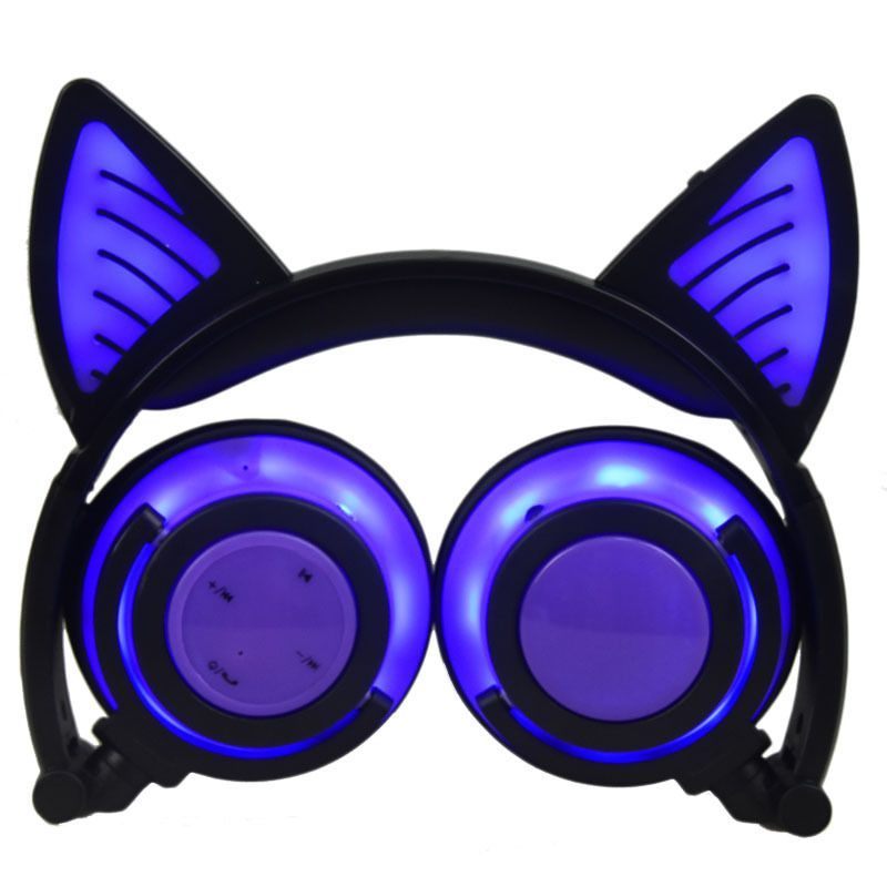 Micro supply commodity cat ear light charging Wireless Bluetooth headset folding mobile phone computer headset 
