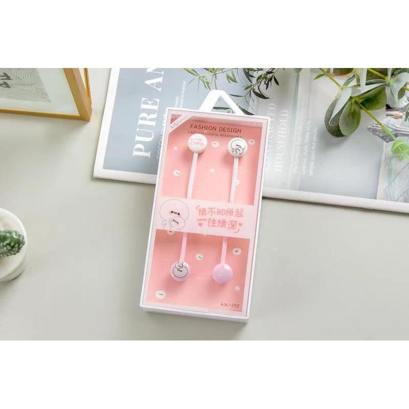Kiki-292 cable cartoon earphone high quality stereo music game earphone for lovers 