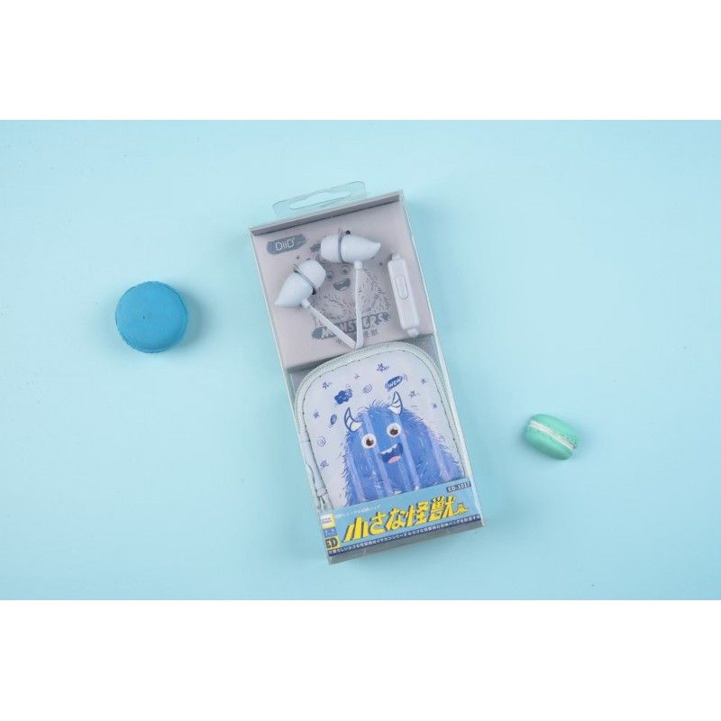 Ed-1017 cartoon cartoon monster horn headset with cute storage box mobile phone universal wired headset wholesale 