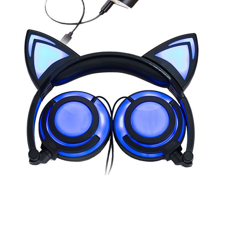 Cross border e-commerce boom headset manufacturers wholesale spot cat light charging headset folding children's headphones 