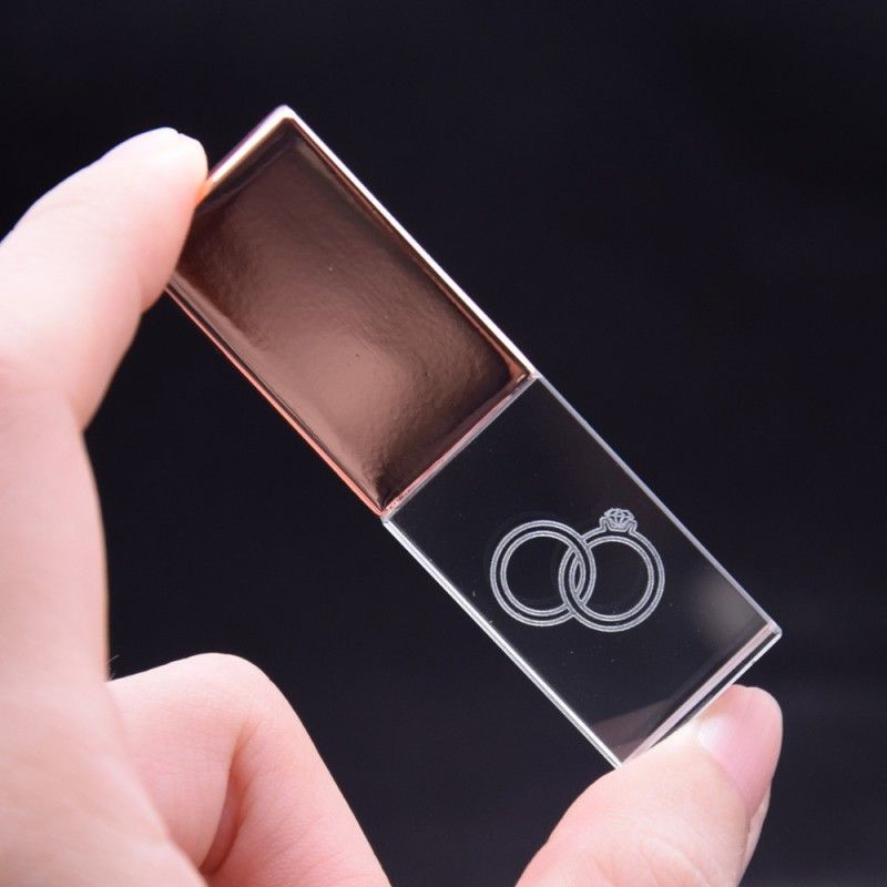 Factory direct crystal luminous U disk creative business metal crystal U disk can be printed logo customized U disk 