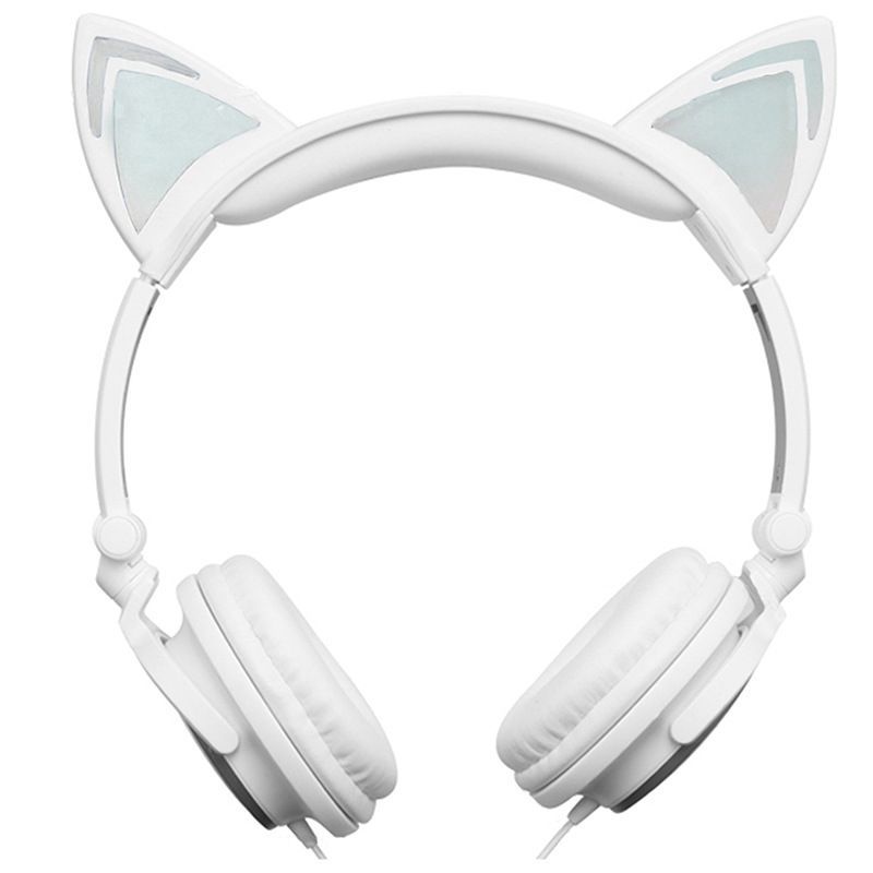 Hot selling cartoon cat ear luminous earphone 
