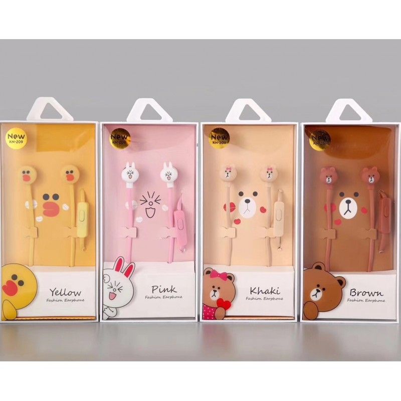 Kn-209 cartoon cute animal series voice headset general mobile phone in ear sports music headset wholesale 