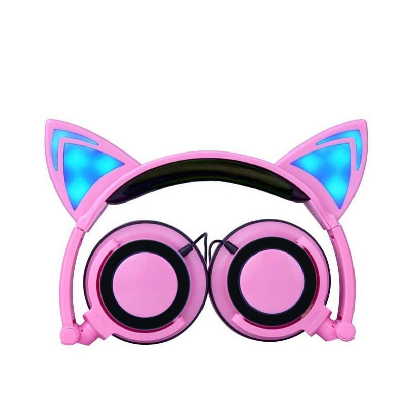 Hot selling cartoon cat ear luminous earphone 