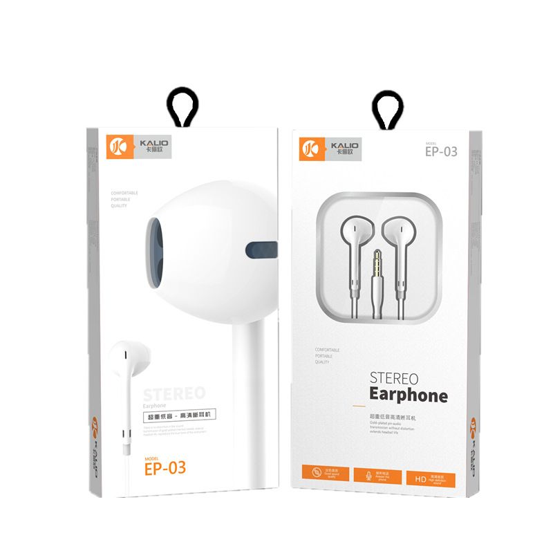 EP-03 student subwoofer high definition slant earphone exquisite box packing with microphone voice earphone 