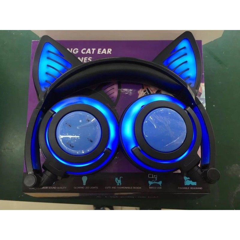 Micro supply commodity cat ear light charging Wireless Bluetooth headset folding mobile phone computer headset 