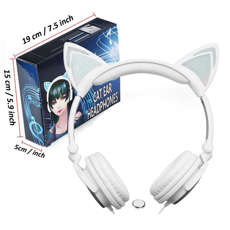 Hot selling cartoon cat ear luminous earphone 